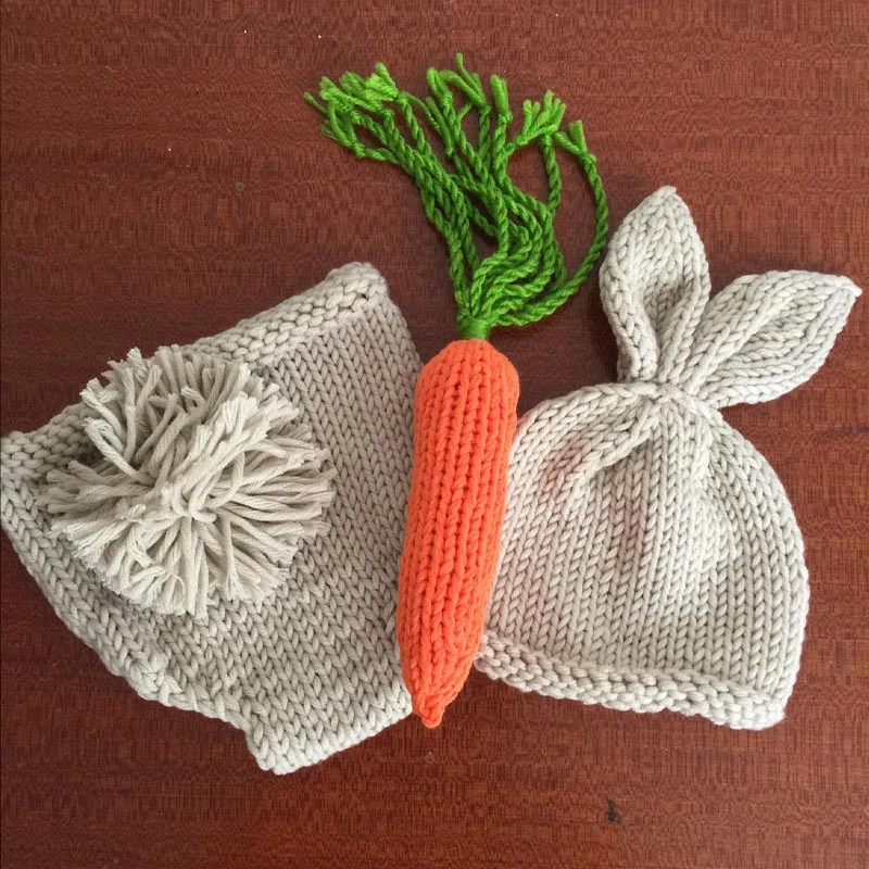 3pcs/Set Newborn Photography Props Knitted Cute Rabbit Shaped Hat+Shorts Outfits Costume Winter Baby Photo Clothes Suit | Детская одежда