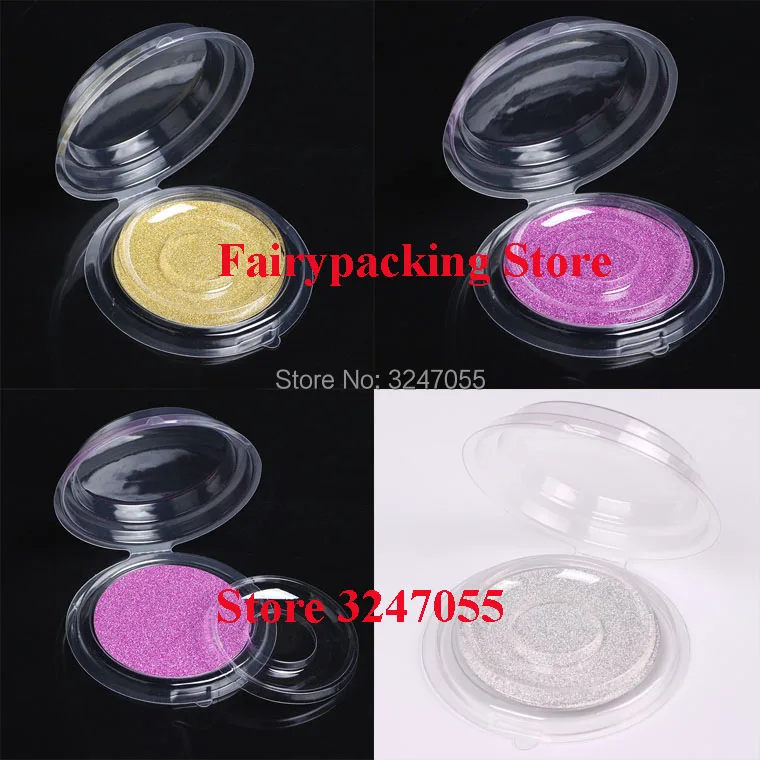 

Disposable Empty Clear Round False Eyelashes Storage Case, Transparent Fake Eyelashes Blister Package, Pink/Gold/Silver Package