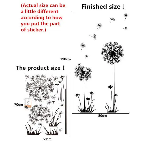 Лидер продаж настенные стикеры в виде черного одуванчика для гостиной спальни