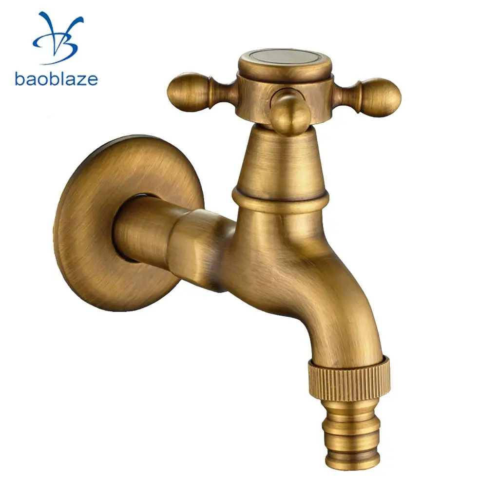 Antique Brass Wall Mount Outdoor Faucet Garden Bibcock Tap Mop Pool Laundry Sink Cold Water | Обустройство дома