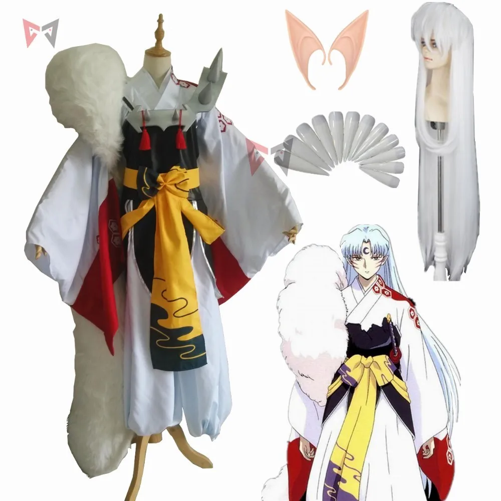 Новинка аниме Inuyasha Sesshoumaru косплей костюм карнавал Хэллоуин Артур Карри Необычные кимоно сапоги парик большой хвост изготовленный на заказ
