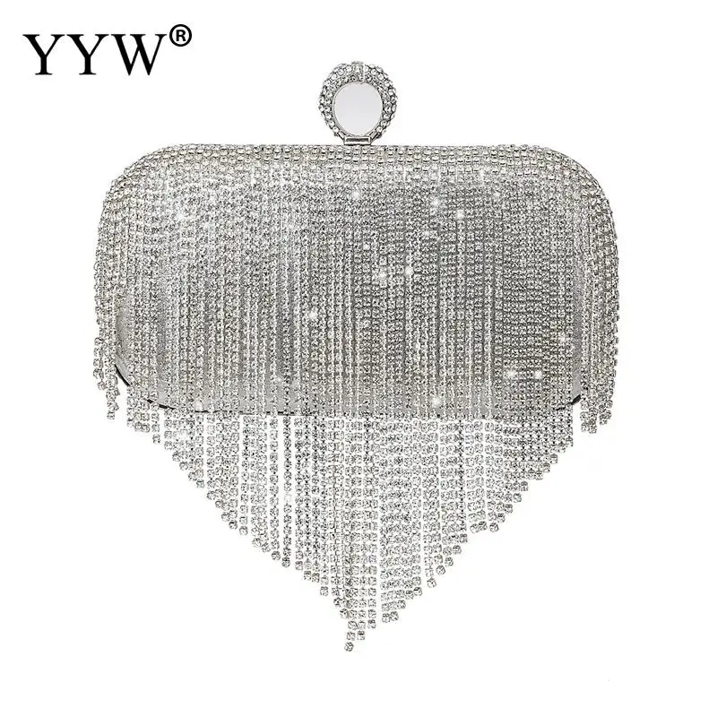 Золотистая серебристая вечерняя сумка-клатч кошелек для женщин Bling Стразы