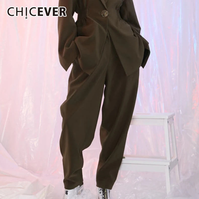 CHICEVER дамские шаровары для женщин Высокая талия молния Ruched большой размеры