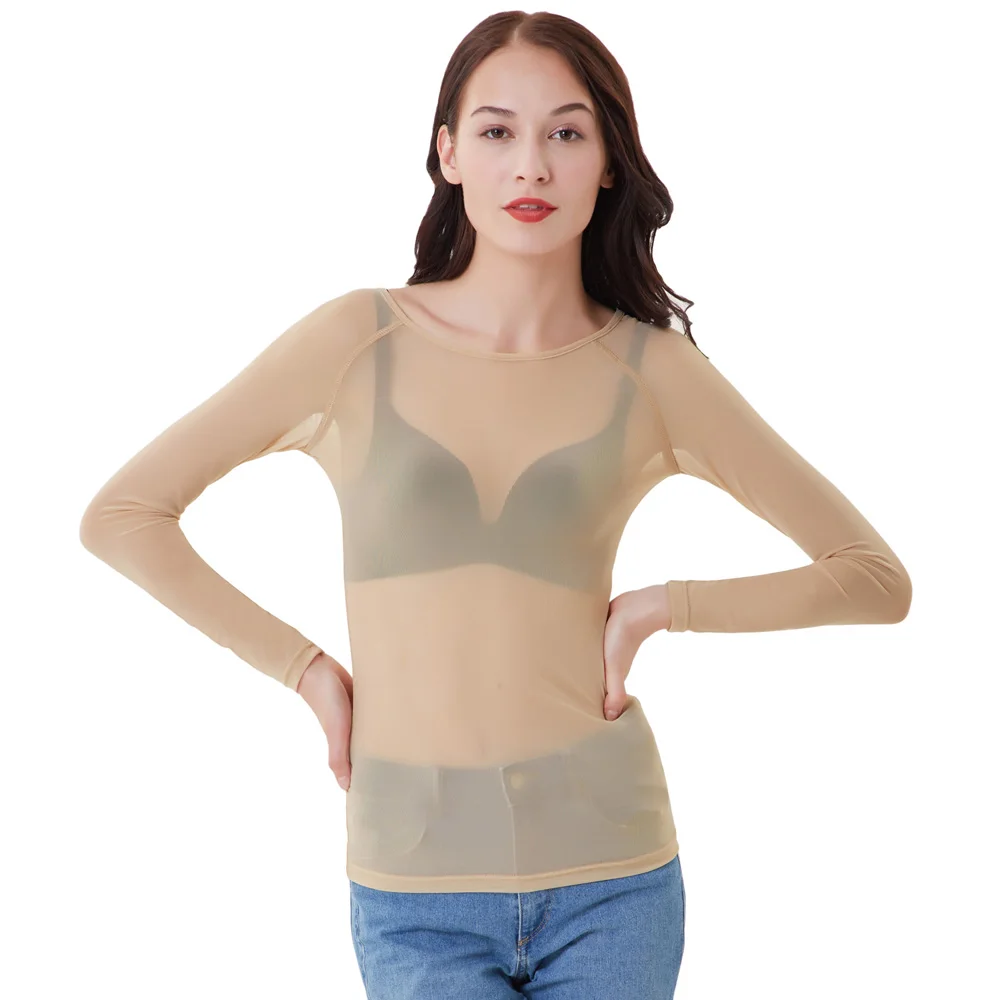 Женские сетчатые топы летние с длинными рукавами однотонные тонкие сексуальные