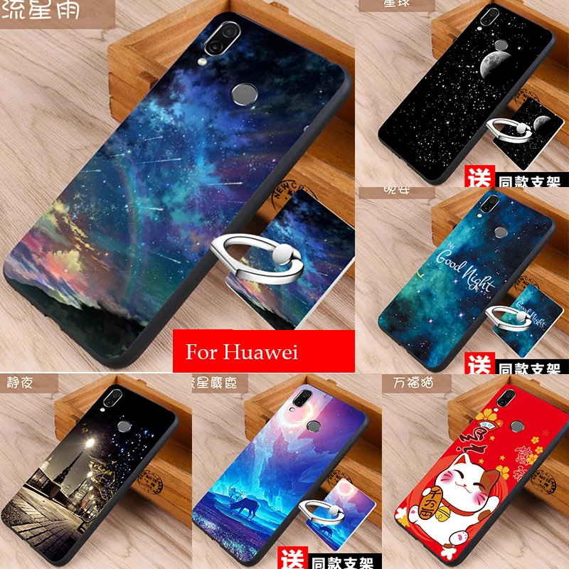 Silicon Case For Huawei Y9 2019 Nova 3 3i Cover Honor 8x max 10 9 Lite 7c Pro y9 With Ring Fashion |