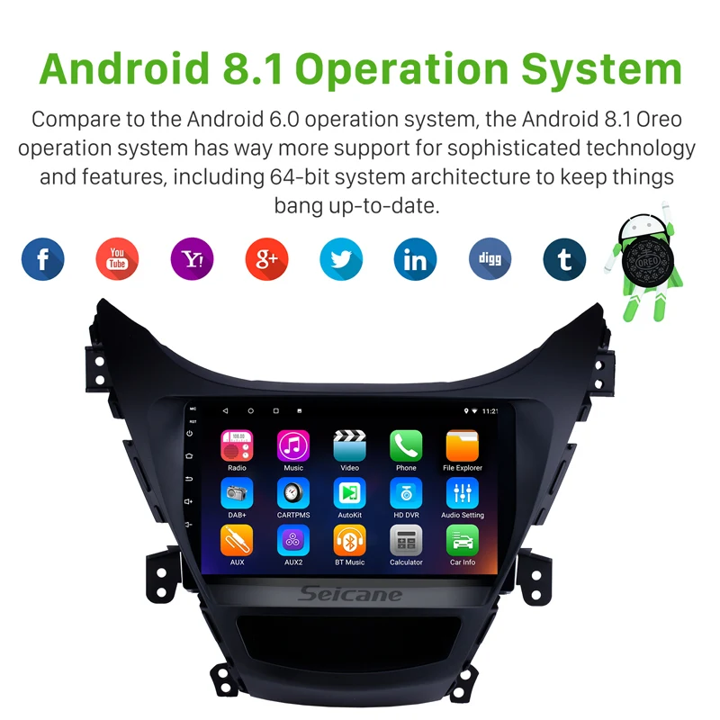 Seicane Android 8 1/9 0 Автомобильный GPS Navi 9 дюймов мультимедийный плеер для 2011 2012 2013 Hyundai