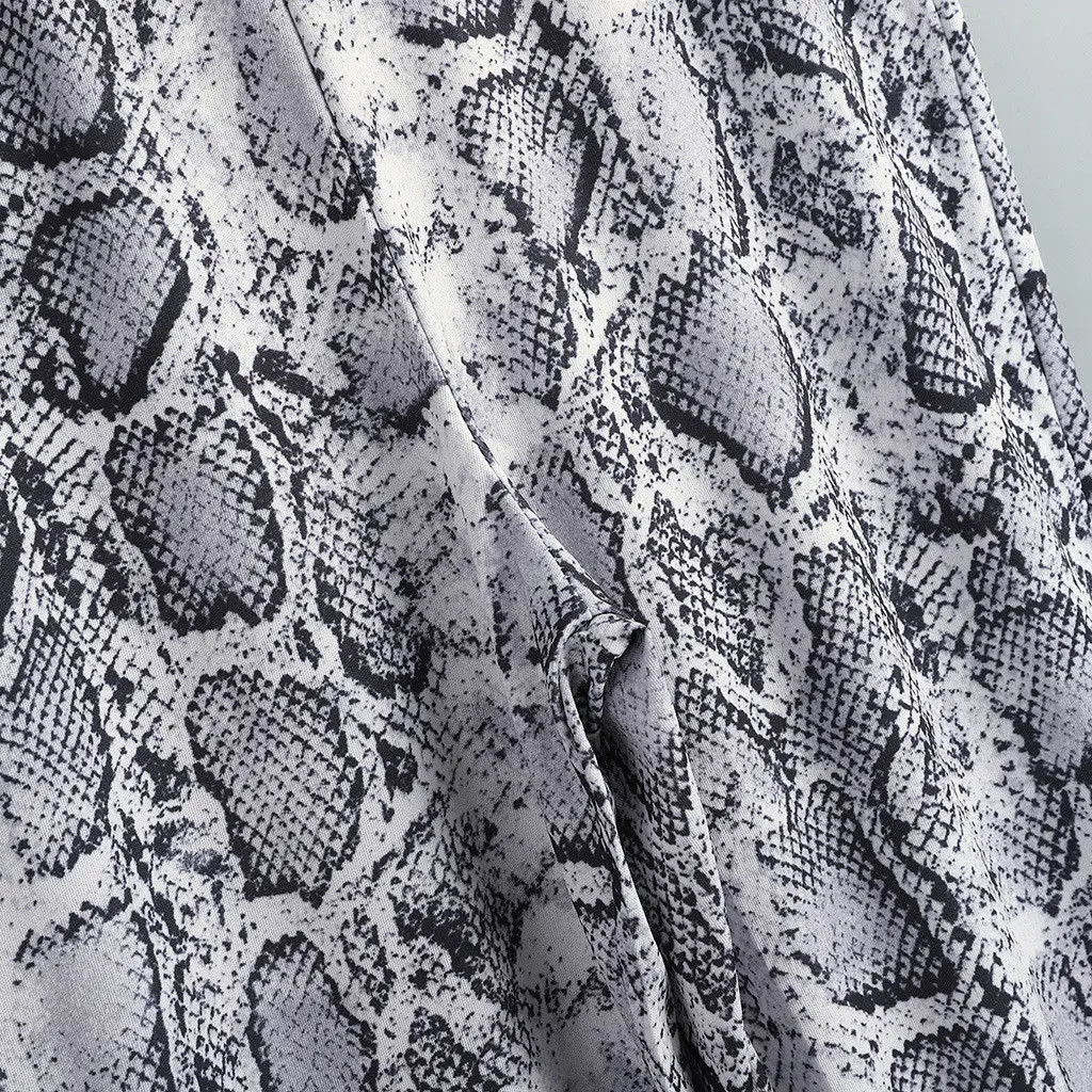 

Women Snake Skin Print High Waist Stretch Pants Trousers Jeggings Women Striped Full Length Pants Trousers