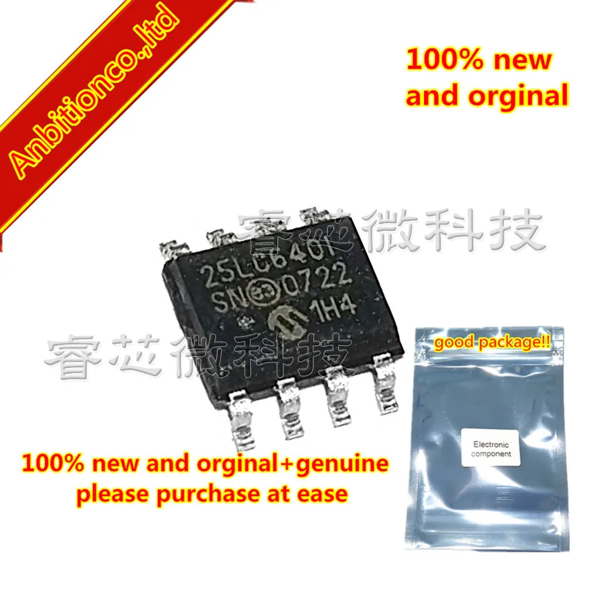 10 шт. 100% Новый оригинальный 25LC640 I/SN 25LC640A 64K SPI Bus Serial EEPROM SOP8 в наличии|Комплекты