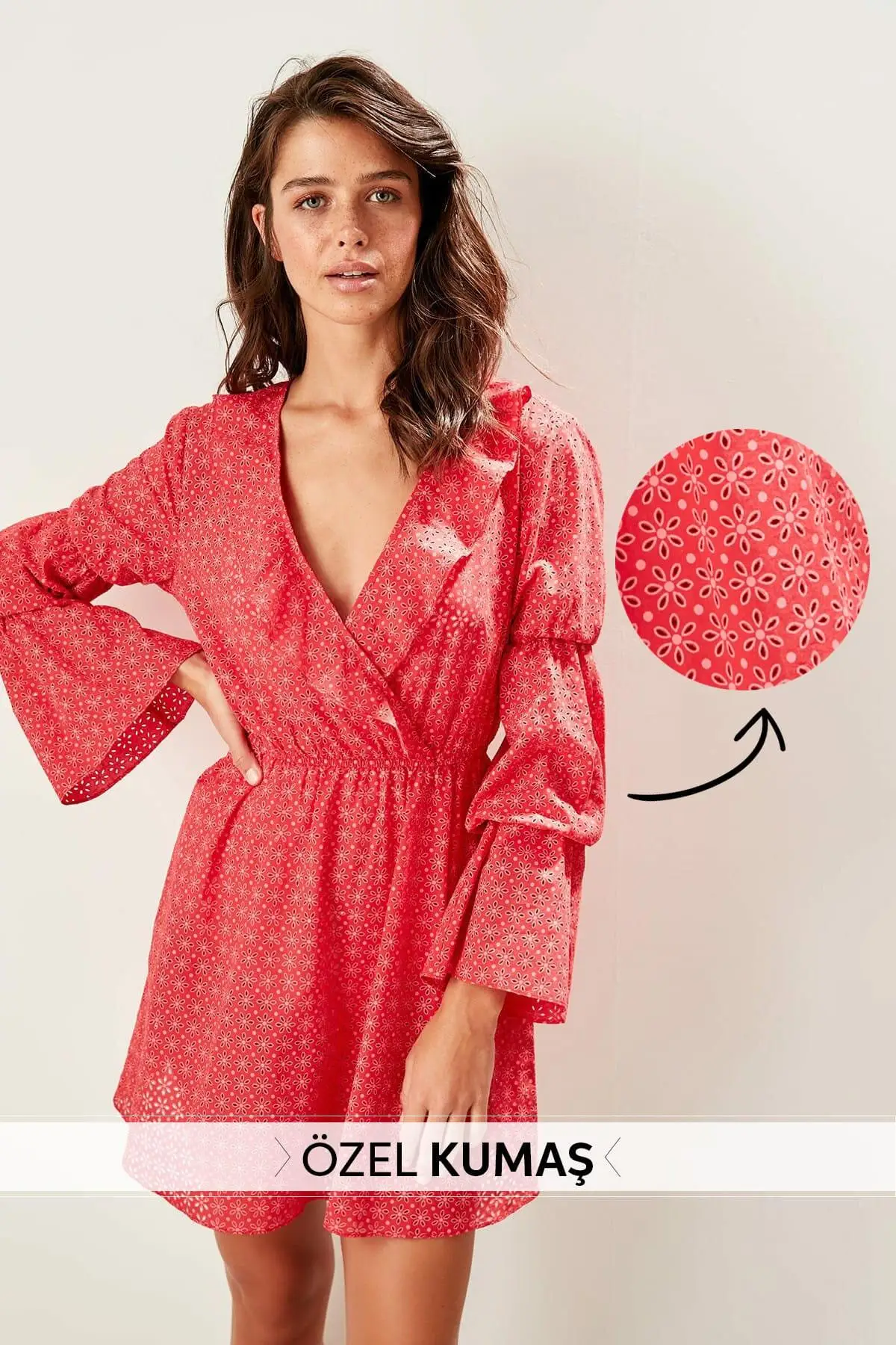 Trendyol гранат цветок кружева Деталь TBESS19BB0391|Женские платья| |