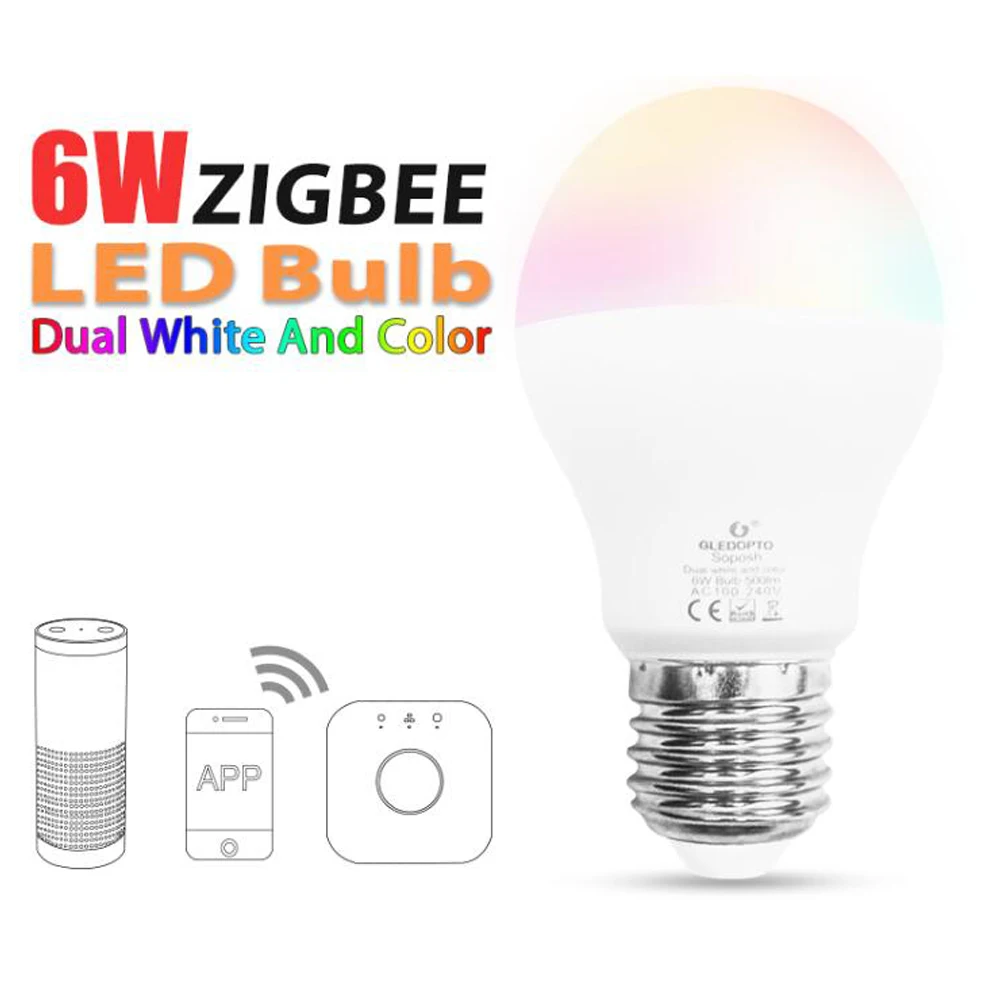 Лампочка Zigbee E27 6 Вт E26 лампа RGB CCT двойная белая умная с управлением через
