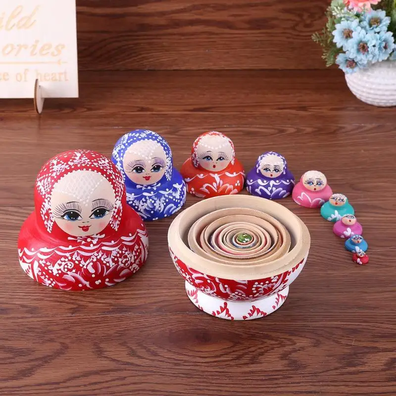 10 шт. Новинка дерево Русская Матрешка набор нарисованных игрушек Декор | Игрушки