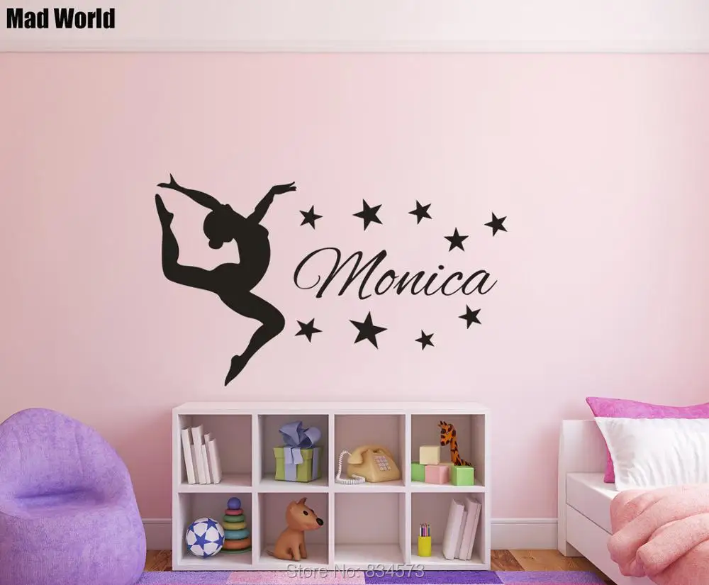 

PERSONALISED NAME GYMNASTICS GIRLS Kids Name Wall Art Stickers Wall Decals Home DIY Decoration Removable Decor Wall Stickers A08