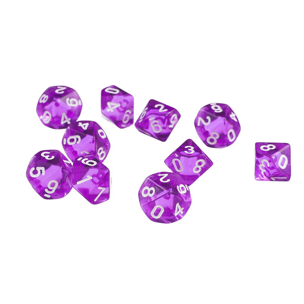 D10 фиолетовый десятисторонний драгоценный камень игральные кости для ролевых