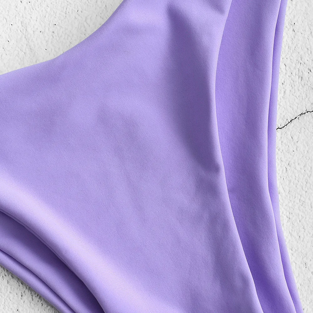 

ZAFUL Sexy Swimsuit Women Tie Halter Bikini Set Solid Padded Swimsuit Female Wire Free Swimwear Women Bikini Brazilian Set