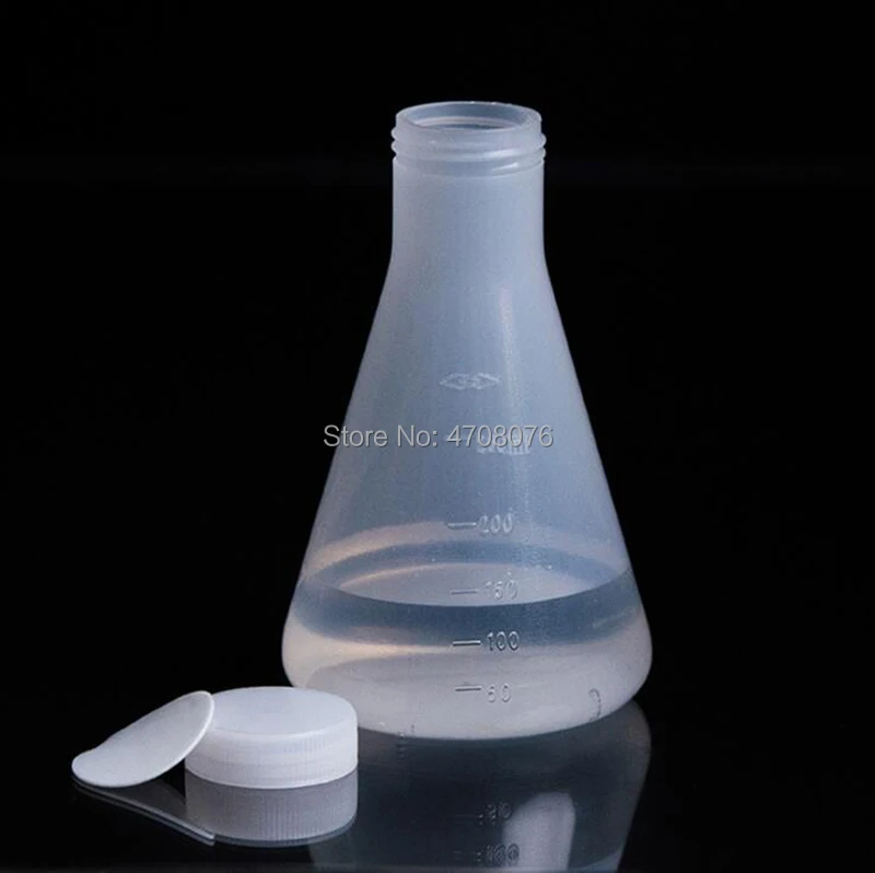 PP graduated conical flask Erlenmeyer with scale Triangle volumetric cover for chemical test 50ml 8pcs/pack | Канцтовары для офиса