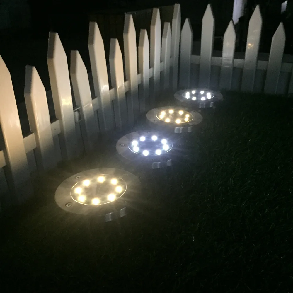 Усиленный Водонепроницаемый 8LED Солнечный из нержавеющей стали похороненный