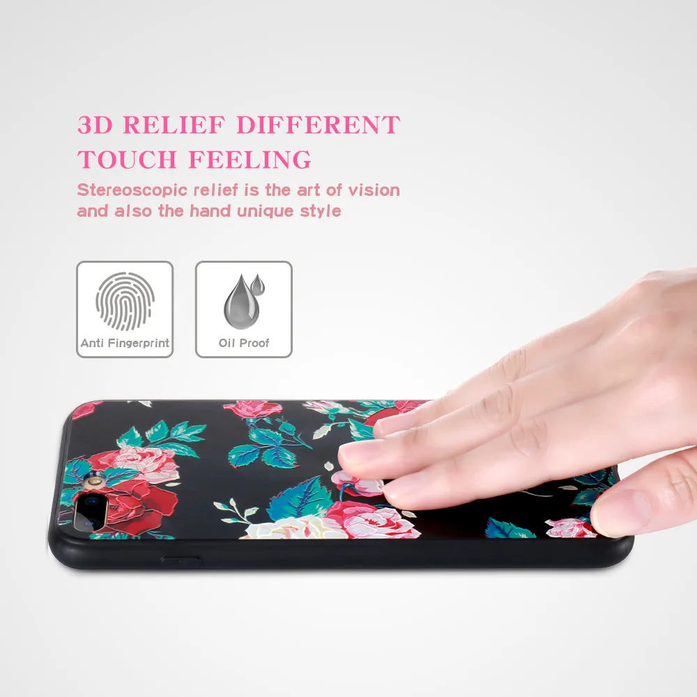 KISSCASE 3D рельефный розовый чехол для iPhone XR силиконовый ТПУ черный цветочный задний