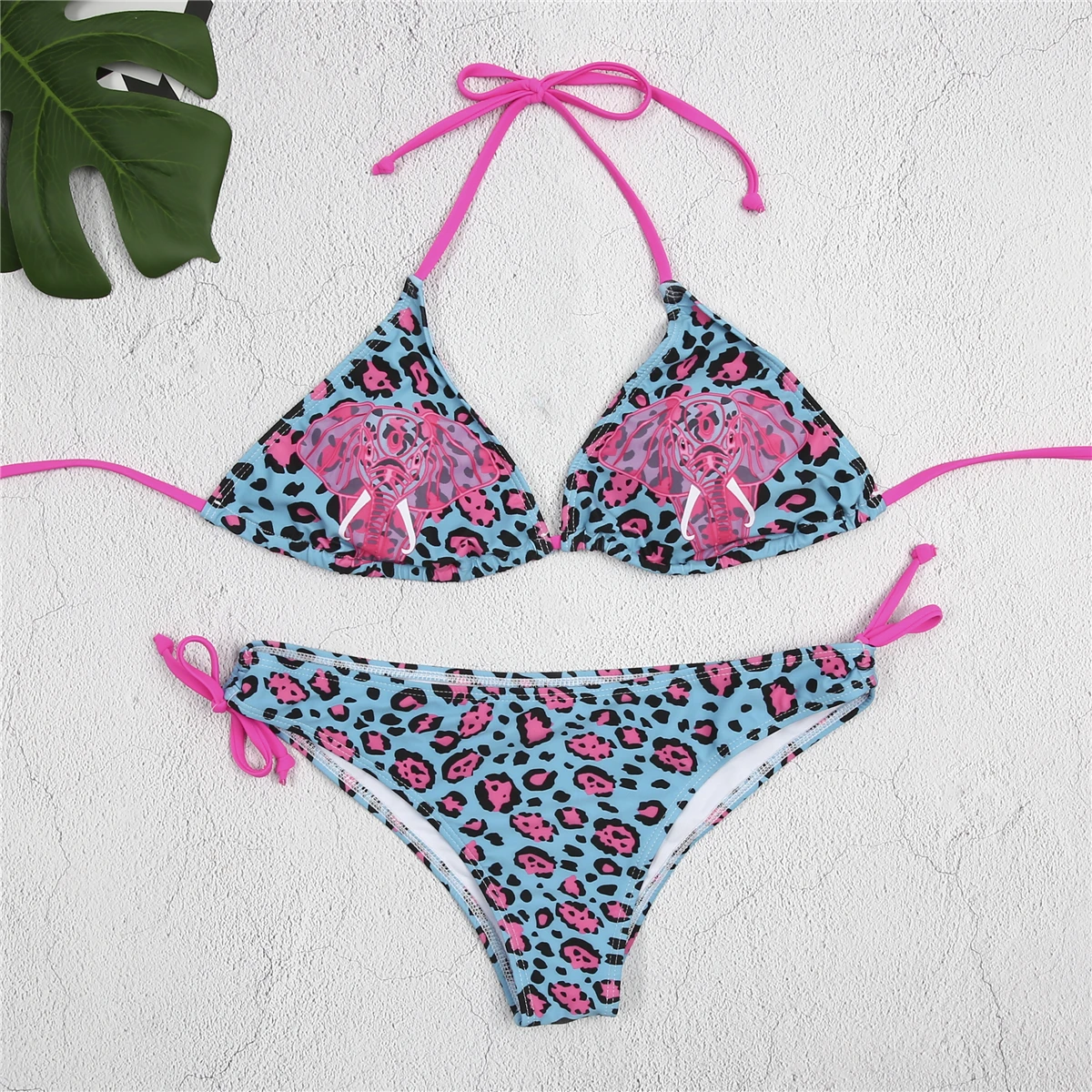 Bandage New 2019 Bikini Women Swimwear Cute Animals Printed Leopard Swimsuit Bathing Suit Push Up Padded Bra Monokini |