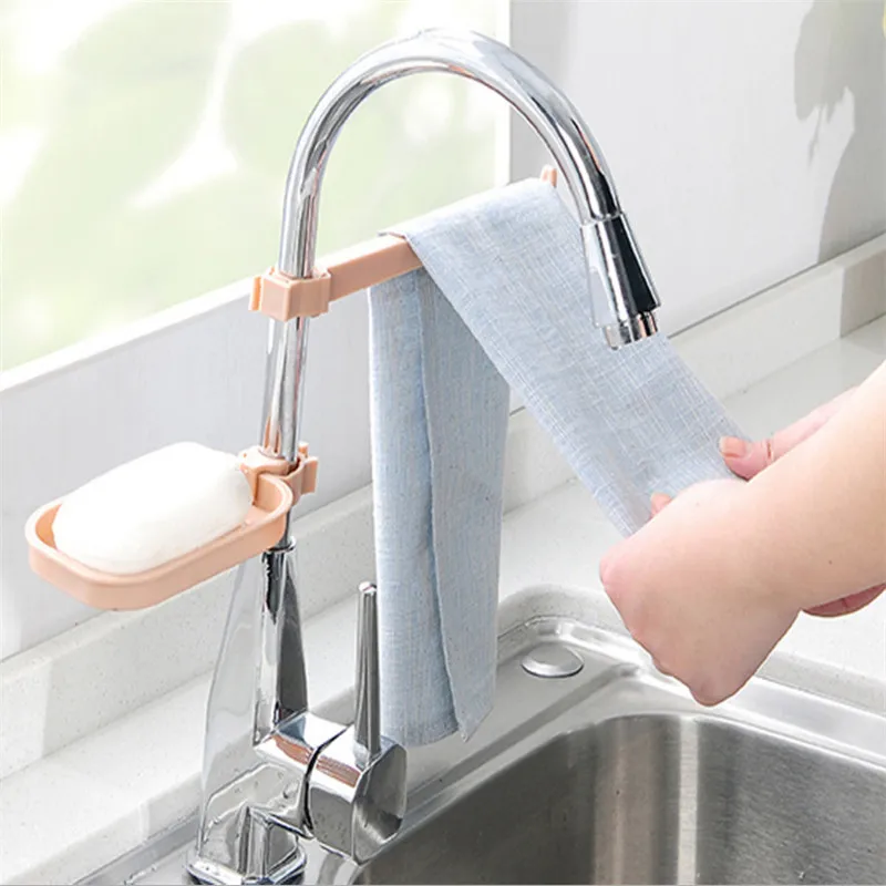 2pcs/set Gadgets Faucet Drain Rack Adjusting Basket Accesorios De Cocina Sink Sponge Kitchen Accessories-S |