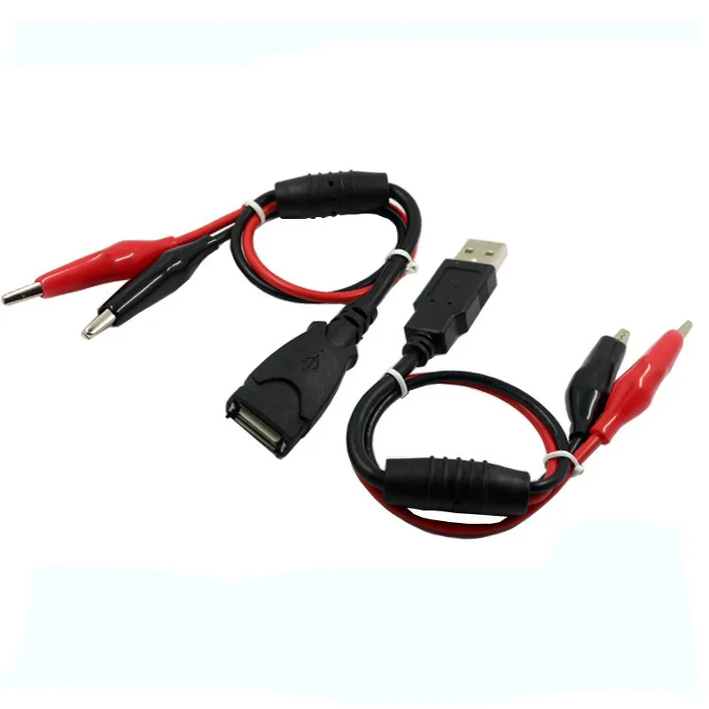 Кабель USB зажим-крокодил с разъемом папа/мама на детектор тестера измеритель