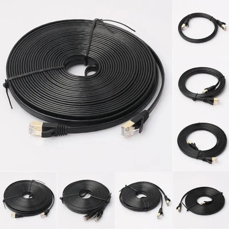 10 гигабитный плоский Ethernet Кабель для домашнего офиса CAT 7 RJ45 сетевой Lan кабель