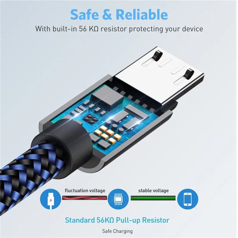 Кабель USLION Micro USB для Samsung S4 S5 S6 Edge Xiaomi Note 4 4X нейлоновый Плетеный провод зарядки и