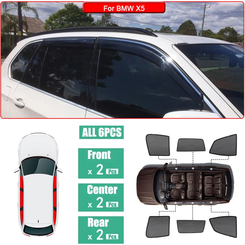 

Side Windows Magnetic Sun Shade UV Protection Ray Blocking Mesh Visor Fit For BMW X5 2012-2014