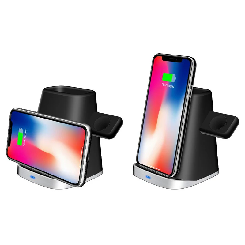 3 в 1 для магнитного зарядного устройства Iphone 8 Plus X Xr Xs Airpods быстрое Qi Беспроводное