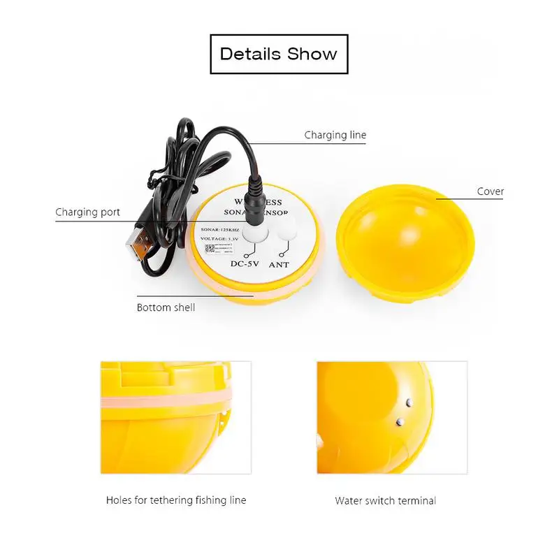 

Fish Finder Underwater Portable Sonar Fish Finder Wireless Bluetooth Depth Sea Lake Fish Detect Smart Fish Finder IOS Android