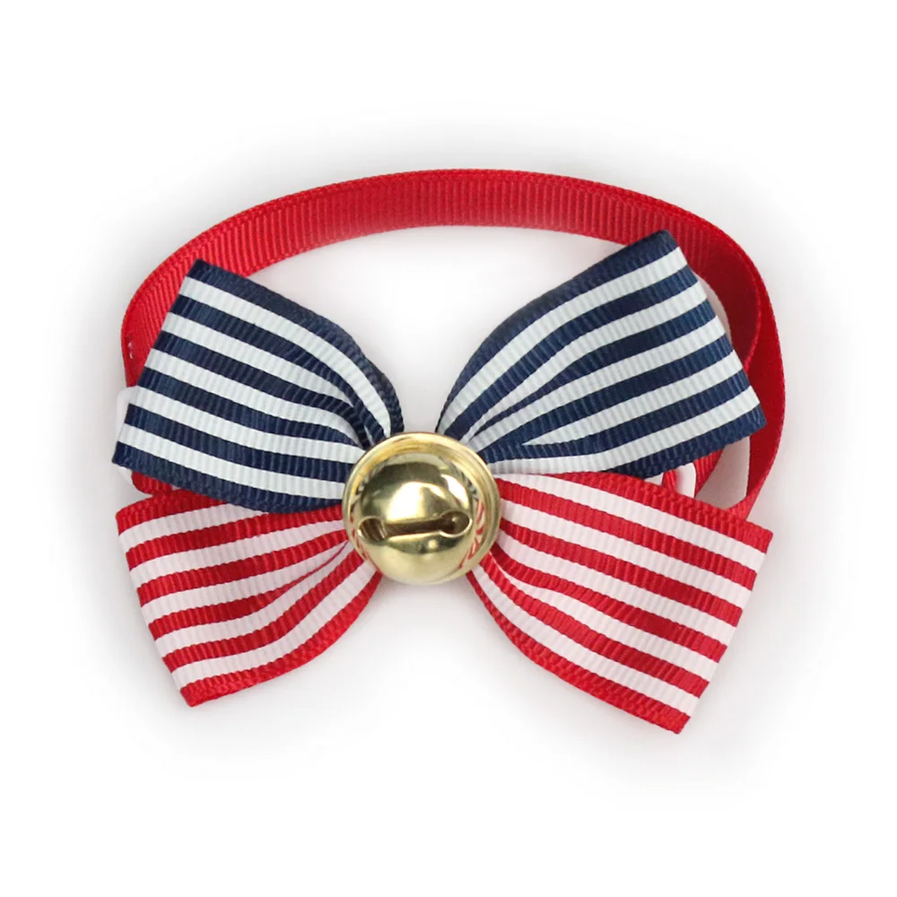 

50 Pcs Handmade Cat Dog Bow Tie Stripe Ribbon Dog Tie 6031085 Pet Accessories Supplies
