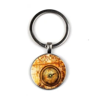 compass keychain glass time gem keychain key jewelry diy custom photo personality gift keychains gifts for men