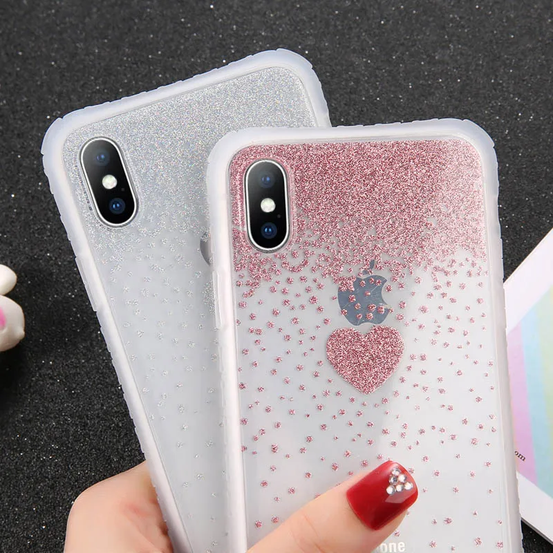 Прозрачный блестящий чехол USLION для iPhone X XS XR Xs Max 6 6s 7 8 Plus прозрачная задняя крышка