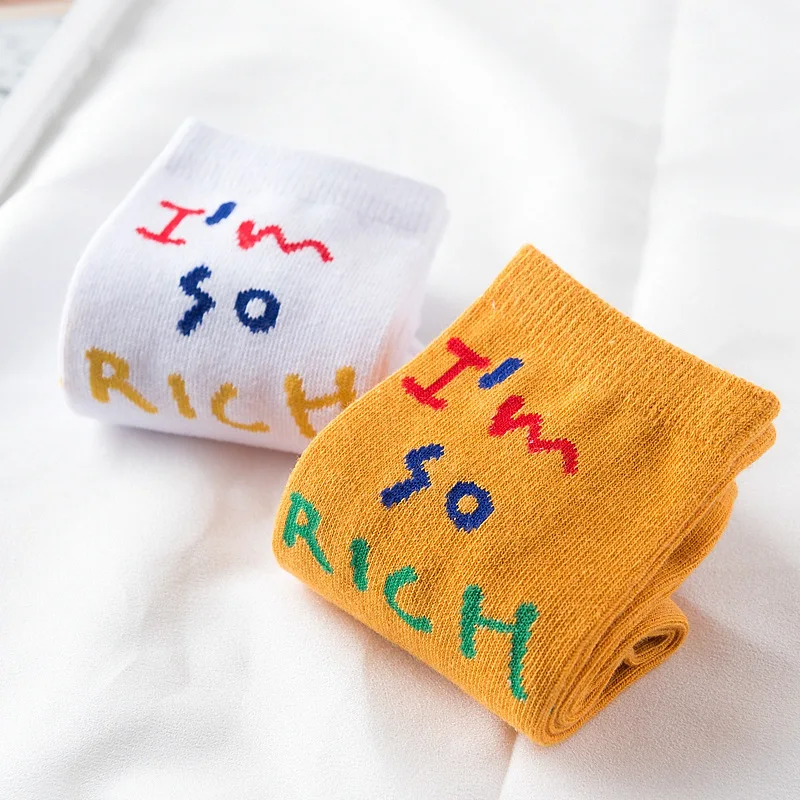 Women Socks Fashion Letter Funny Cute Casual Female Street Hip Hop Ventilation Cotton Short Hosiery White Yellow Autumn Winter | Женская