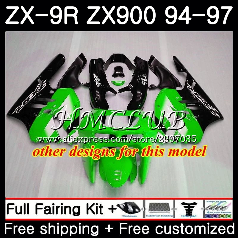 Корпус для KAWASAKI NINJA ZX900 ZX-9R 1994 1995 1996 1997 66HC.17 ZX 9 R 94 97 9R 900CC глянцевый зеленый ZX9R 95 96