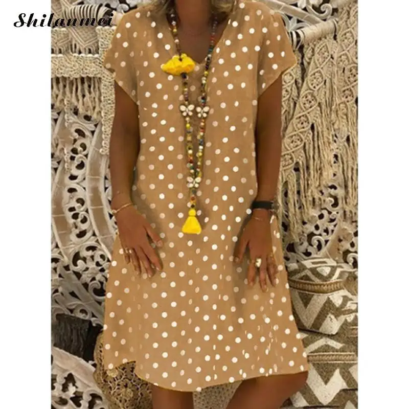 Плюс Размеры 5XL 4XL Для женщин хлопок и лен платье 2019 летние платья короткий рукав