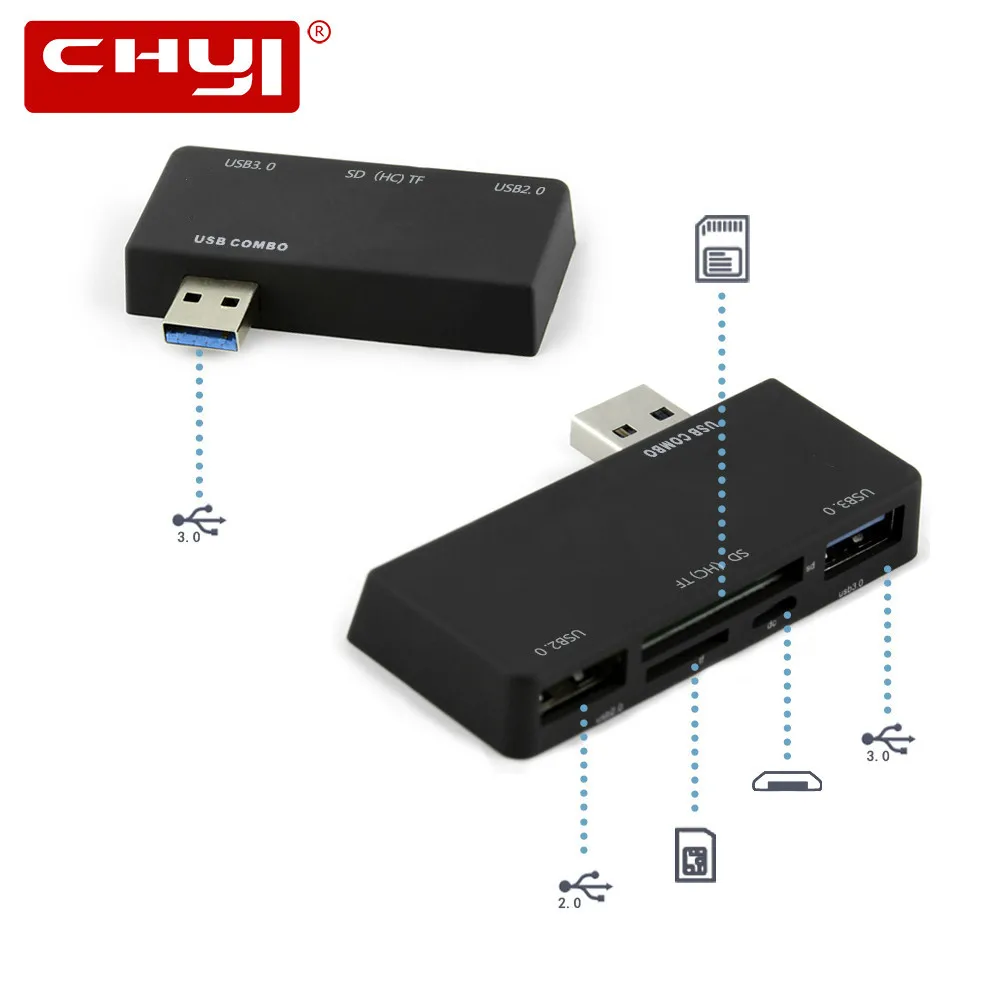 CHYI Multi Hub адаптер для USB 3 0 + 2 SD TF Card Reader Micro Charge Port сплиттер Microsoft Surface Pro|USB-хабы| |