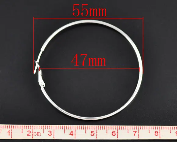 5 Pairs Silver Plated Women Hoop Earrings 55x50mm (B09192) | Украшения и аксессуары