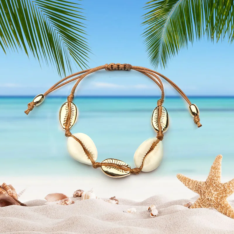 Adjustable Bohemian Bracelet Beautiful Beige Natural Gifts Golden Handmade 1PC Women Shell Friendship Graceful | Украшения и