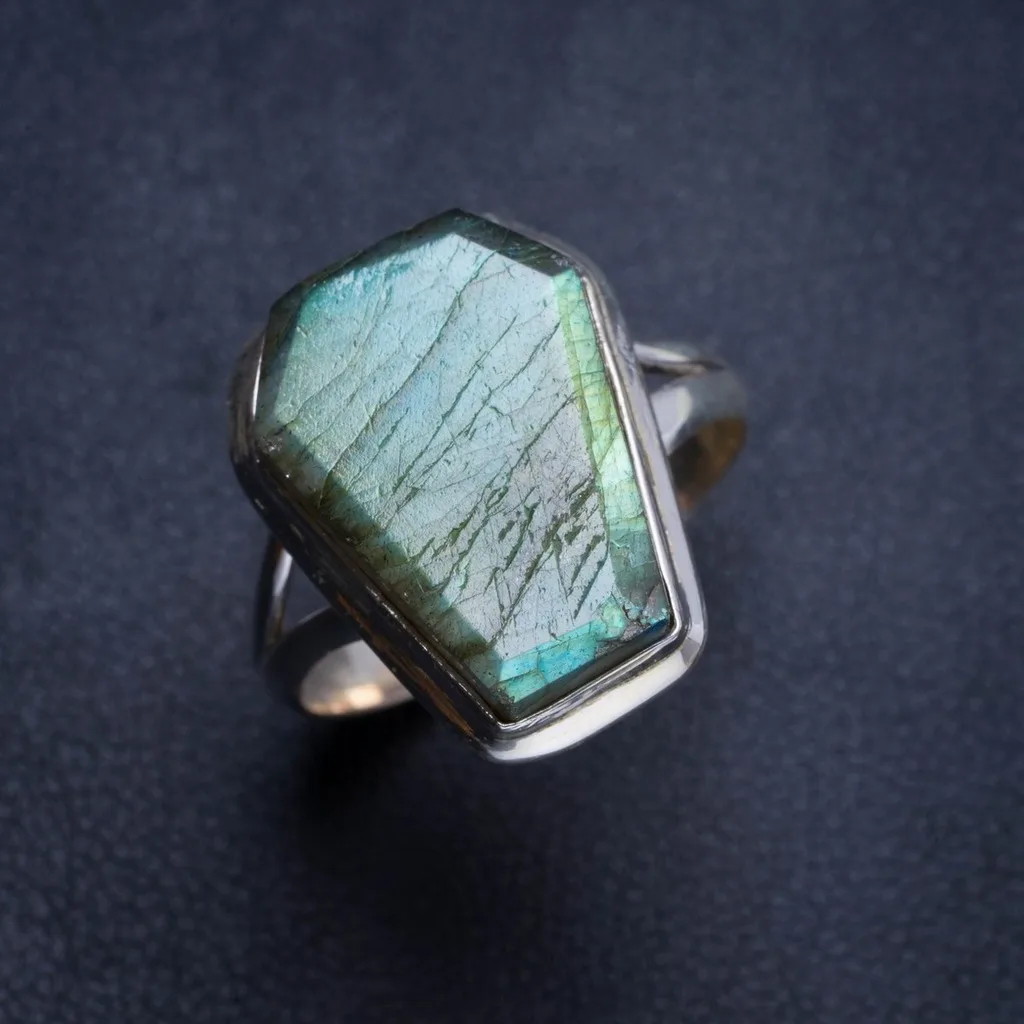 Natural Blue Fire Labradorite Handmade Unique 925 Sterling Silver Ring 9 Y5002 | Украшения и аксессуары