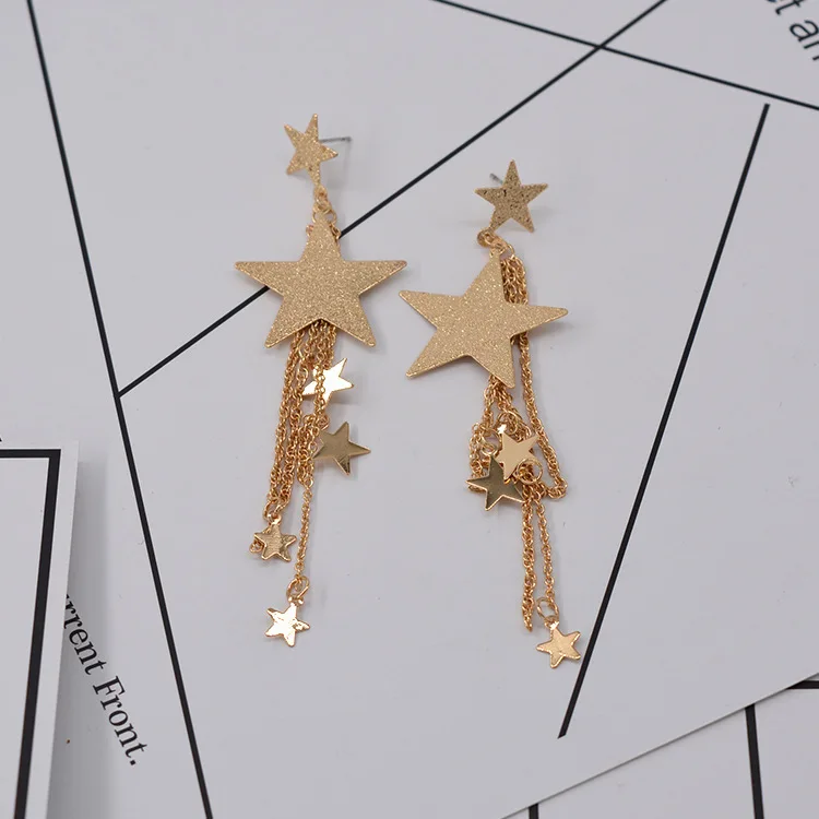 Серьги-кисточки женские Pendientes Mujer Moda 2018 Золотая Звезда цепочка Висячие корейские