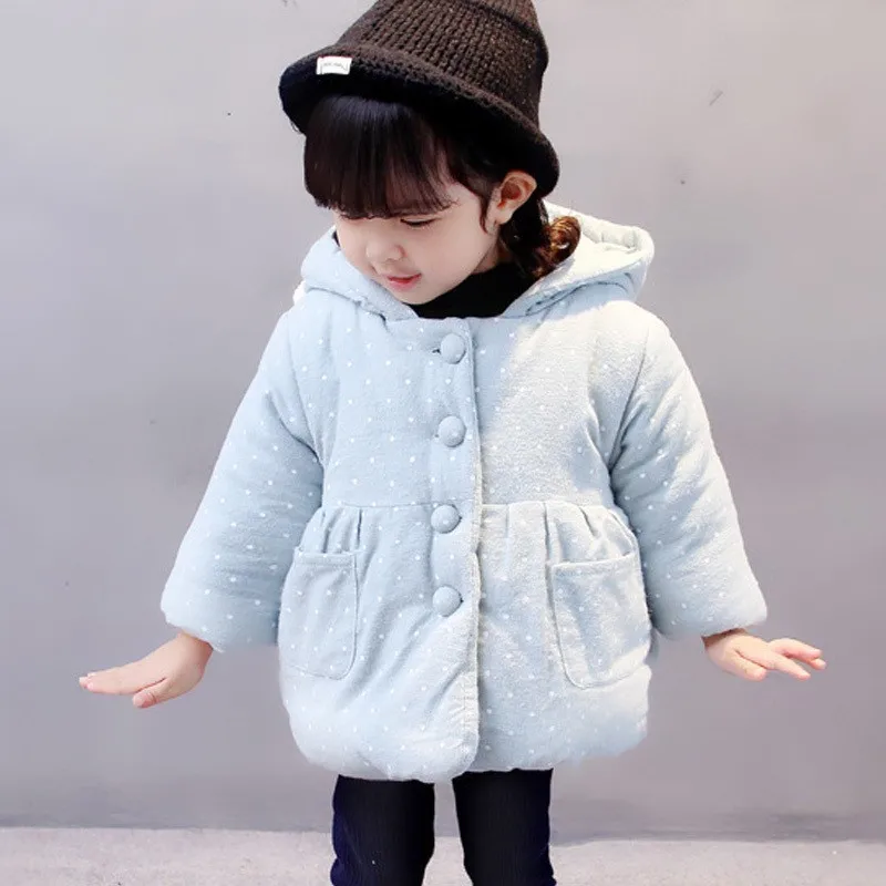 2019 Newborns Winter Overalls For Girls Outerwear Thick Warm Baby Wears Coats Long Sleeve Hooded Dot Children's Jackets |