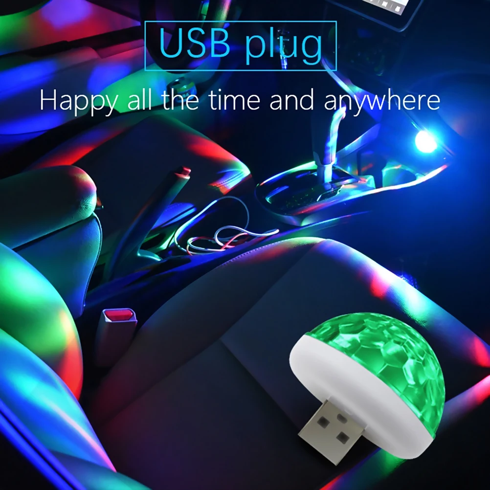 Мини Портативный зарядных порта USB для автомобиля декоративная светодиодная