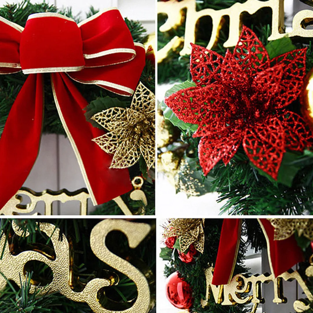 

New Christmas&Party Wall Garland Flower Ornaments Wreath Xmas Home Door Decor