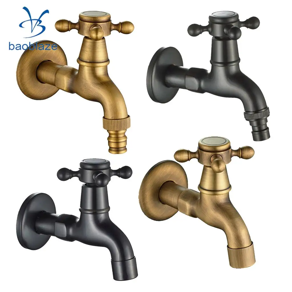 Antique Brass Wall Mount Outdoor Faucet Garden Bibcock Tap Mop Pool Laundry Sink Cold Water | Обустройство дома