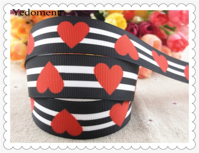 2013 Новое прибытие 7/8 &quot(22 мм) полосы печатных grosgrain ленты красное сердце hairbow 10