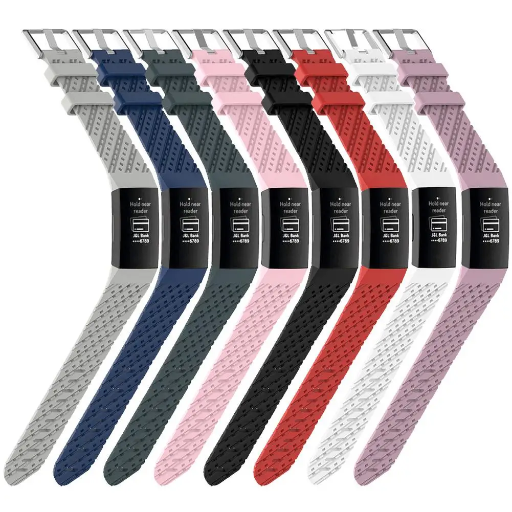 Новый ремешок для умных часов Силиконовый Fitbit Charge3 текстурный умный