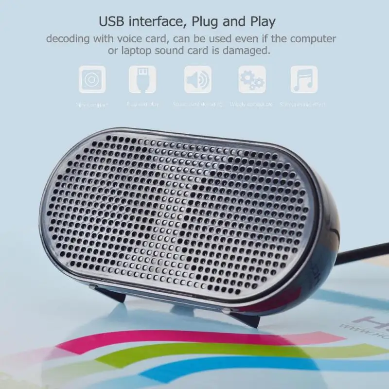 Mini USB Speaker Dual Horn Units Stereo Audio Music Player Sound Box Built-in Card Decoder Support Plug and Play Black |