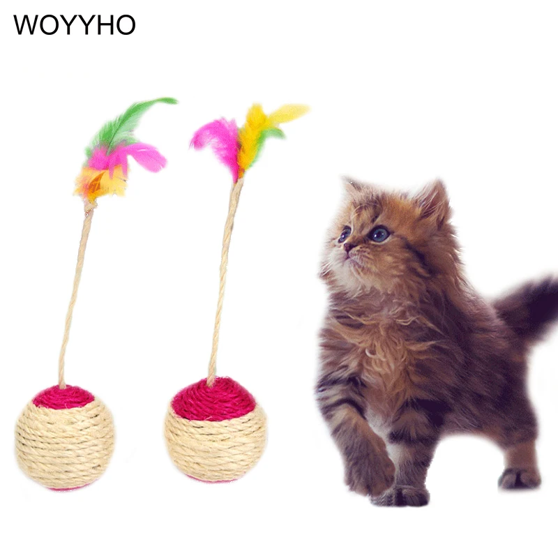 Игрушка с царапинами сизаля для котенка кошка перо игровой шарик игрушки