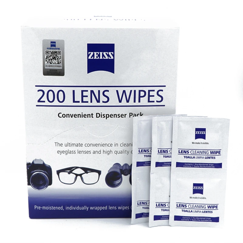 200 шт Zeiss предварительно увлажненные салфетки для очистки линз ЖК экран