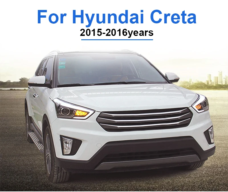 Roadot автомобиля задние фонари в сборе для hyundai Creta фары 2015 2016 IX25 DRL H7 D2H Hid Ангел глаз